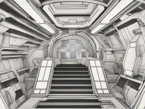 Futuristic Sci-Fi Staircase Interior