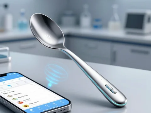 Futuristic Smart Spoon with Mobile App Integration