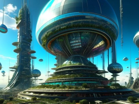 Futuristic Solarpunk City with Floating Structures