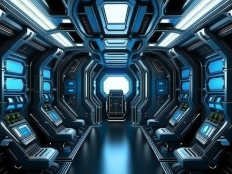 Futuristic Space Engine Room Interior