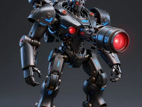 Futuristic Space Mining Robot with Advanced Laser Cannon