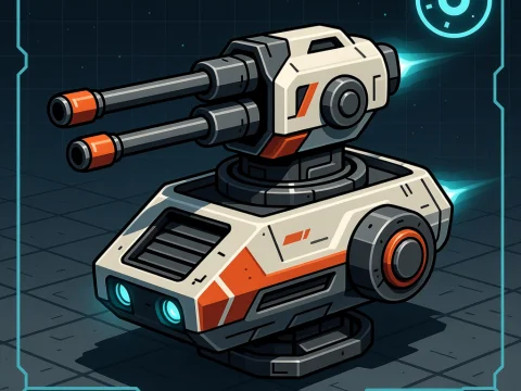 Futuristic Space Ship Turret in Sci-Fi Style