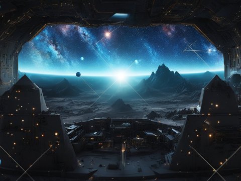 Futuristic Space Station Overlooking Alien Landscape