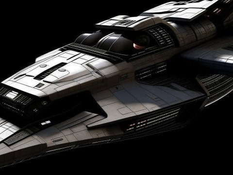 Futuristic Space Superiority Fighter in Dark Space
