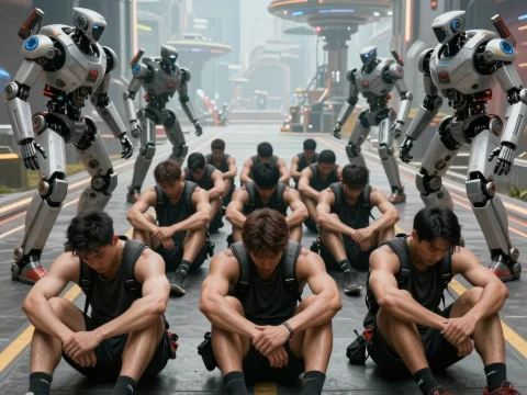 Futuristic Sport Team Defeated by Robots in Sci-Fi City