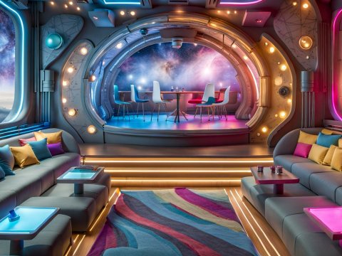 Futuristic Starship Lounge with Cosmic Views
