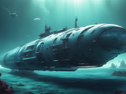 Futuristic Submarine Exploring the Ocean Depths