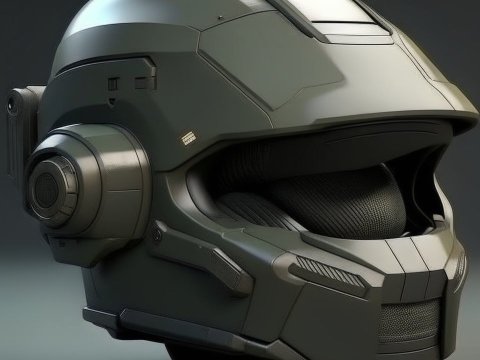 Futuristic Tactical Helmet 3D Render