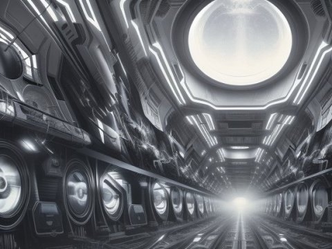 Futuristic Tunnel with Glowing Circular Lights