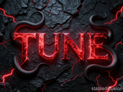 Futuristic Underground Techno Flyer with Neon 'TUNE' Text