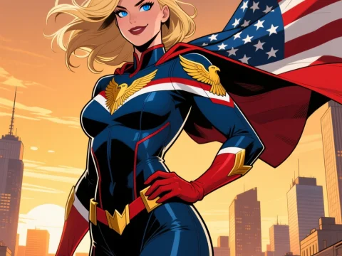 Genderbent Homelander in Patriotic Hero Pose