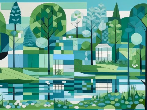 Geometric Abstract Garden Landscape