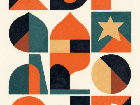 Geometric Abstract Shapes in Warm Tones