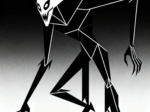 Geometric Creepy Creature with Sharp Claws