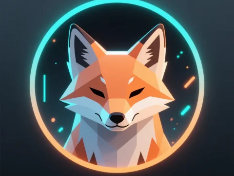 Geometric Fox with Neon Halo