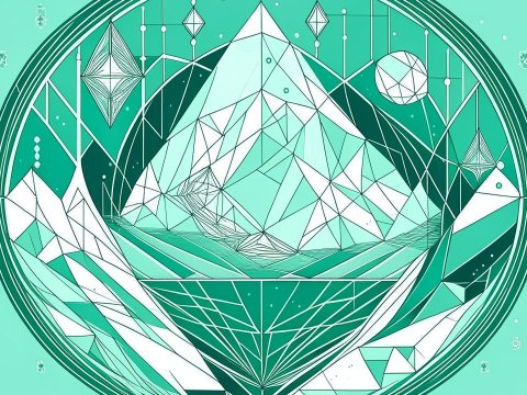 Geometric Line Art of a Mountain Landscape