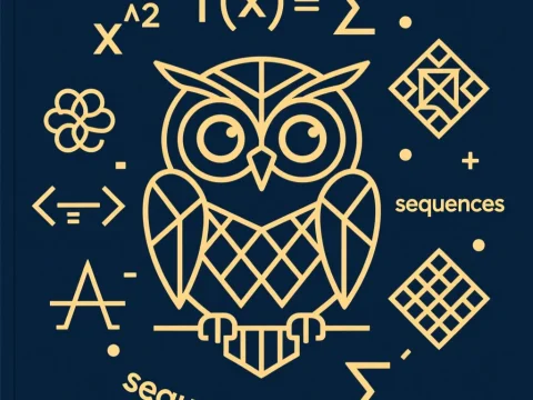 Geometric Owl with Mathematical Symbols