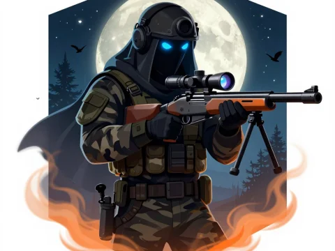 Ghost Sniper Esport Logo with Moonlit Background