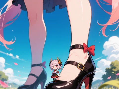 Giantess and Tiny Character in Stylish Heels