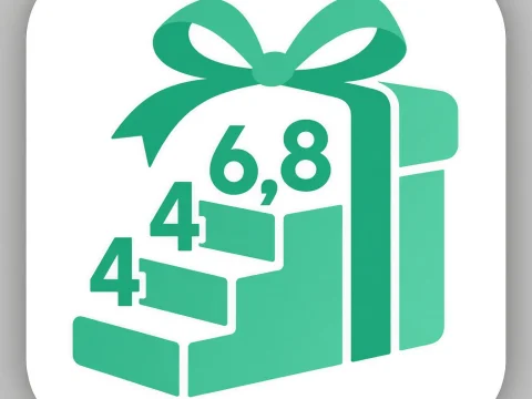 Gift Box with Numbered Staircase Icon