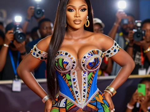 Glamorous Nigerian Influencer in Vibrant Ankara Dress