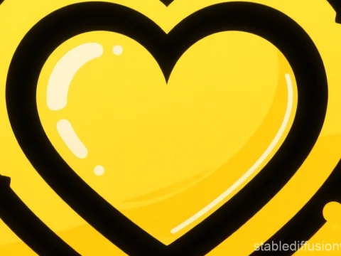 Glossy Yellow Heart Vector Wallpaper