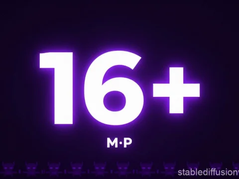 Glowing 16+ Age Rating Banner