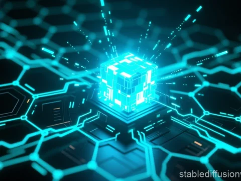 Glowing Data Core on Futuristic Circuit Board