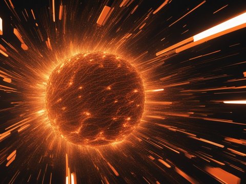 Glowing Digital Sphere with Radiating Light Streaks