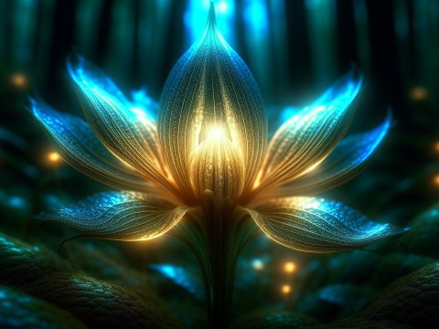 Glowing Fantasy Flower in a Mystical Forest