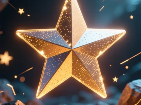 Glowing Golden Star in a Mystical Environment