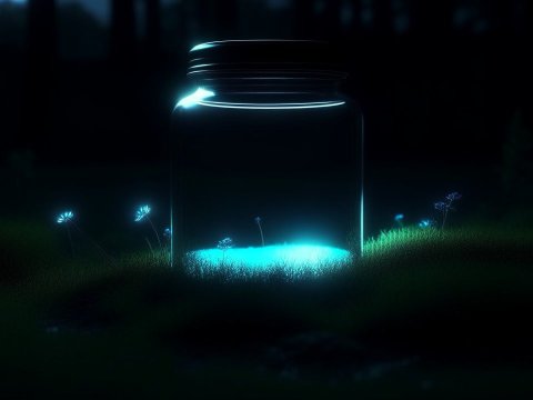 Glowing Jar Illuminates Night Forest Floor