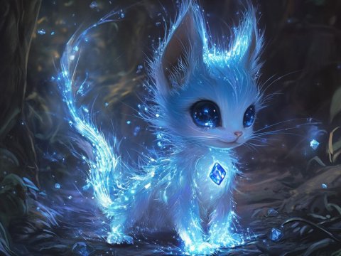 Glowing Mystical Creature in Enchanted Forest