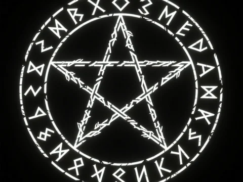 Glowing Occult Magic Circle with Pentagram and Runes