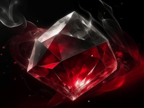 Glowing Red Crystal with Smoke Effects