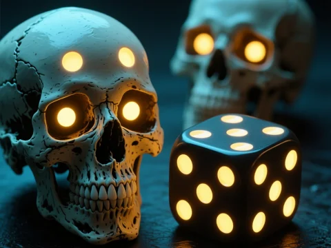 Glowing Skull Dice with Illuminated Eyes