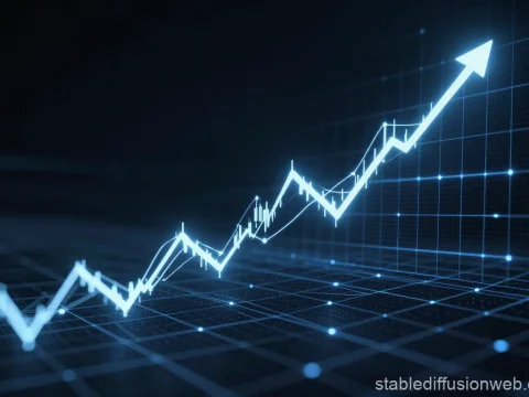 Glowing Upward Stock Chart on Digital Grid