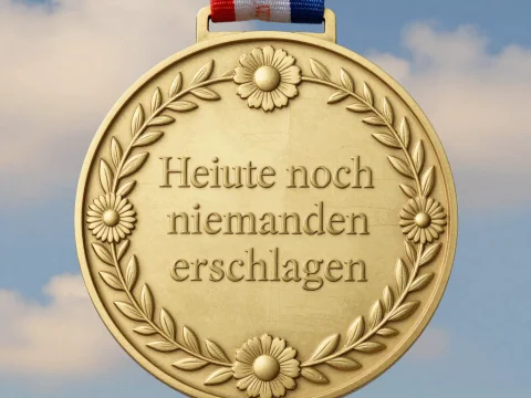 Gold Medal with Floral Wreath and German Inscription