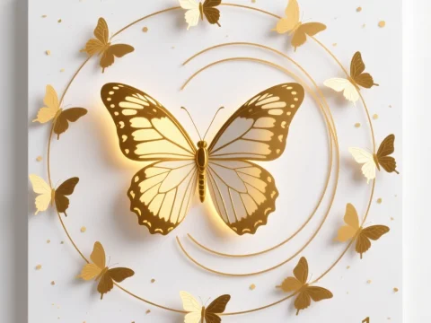 Golden Butterfly with Radiant Spiral Design