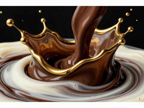 Golden Cocoa Splash Vortex in Swirling Milk