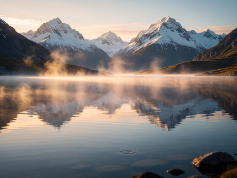 Golden Dawn Serenity on a Mountain Lake