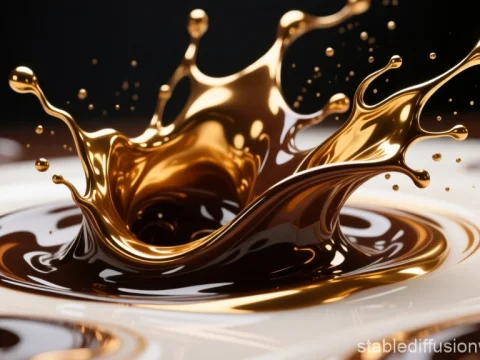 Golden Liquid Splash in High Detail