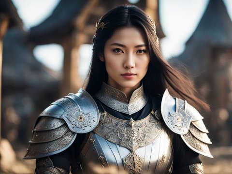 Gorgeous Female Warrior in Ornate Armor