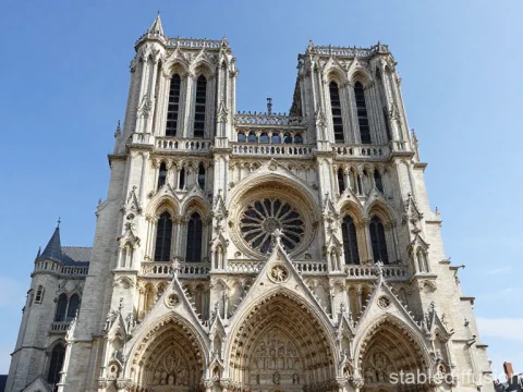 Gothic Cathedral Facade Under Clear Blue Sky