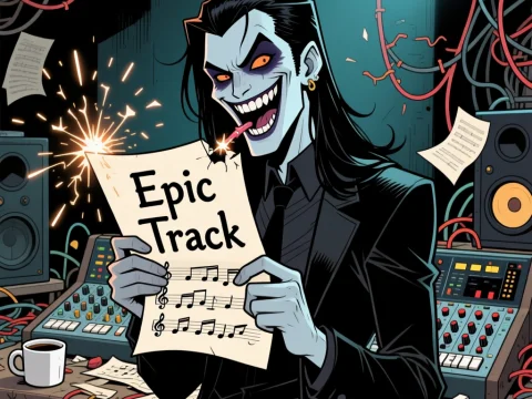 Gothic Character Ignites Epic Track in Music Studio