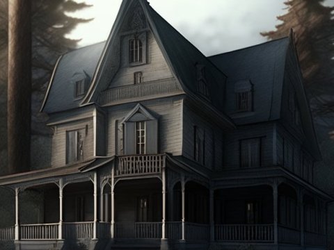 Gothic Victorian House in a Dark Forest