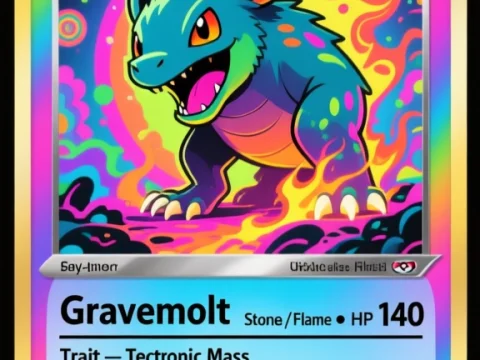 Gravemolt Stone/Flame Creature Card with Vibrant Psychedelic Art