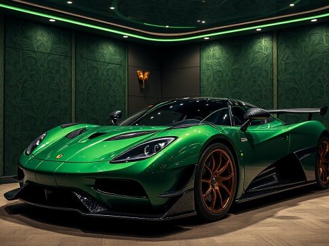 Green Koenigsegg Jesko in Luxurious VIP Room