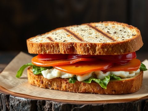 Grilled Sandwich with Fresh Vegetables and Cheese