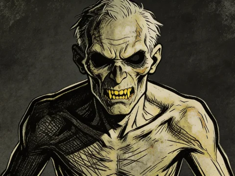 Grim Zombie Punk Horror Illustration